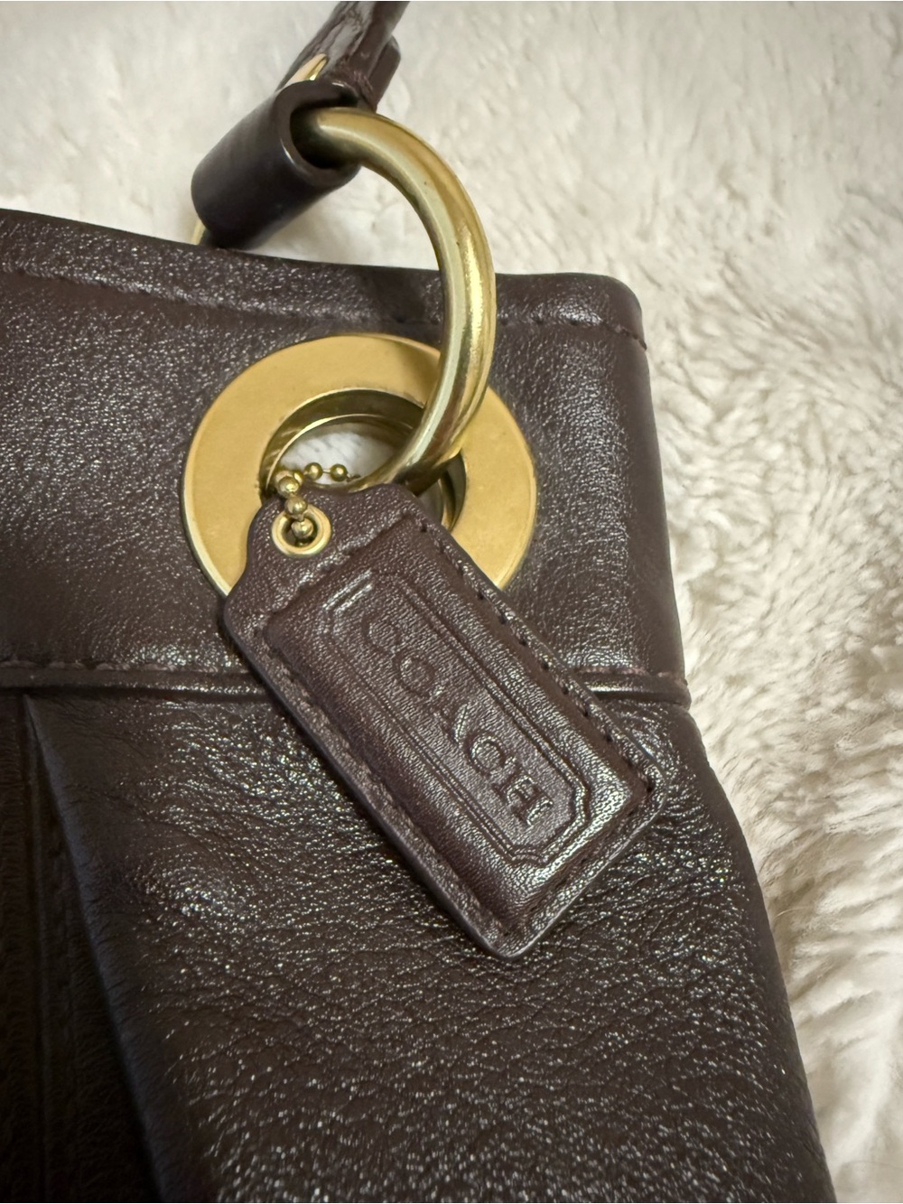 Y2k Coach Brown Leather Shoulder Bag With Gold Hardwa… - Gem